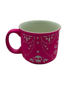 Eccolo Pink Sugar Skull Folk Art Ceramic Mug Day of the Dead